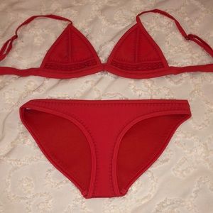 Triangl red bikini with bag
